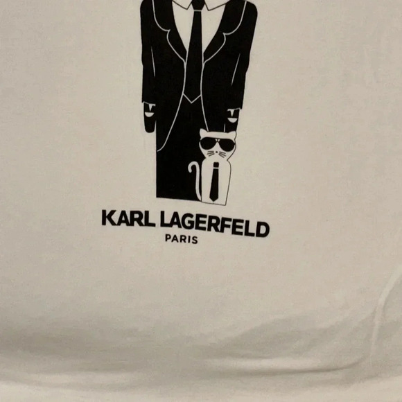 RARE Karl Lagerfeld Paris Signature Logo Short Sleeve T-Shirt Size Small - Picture 3 of 11